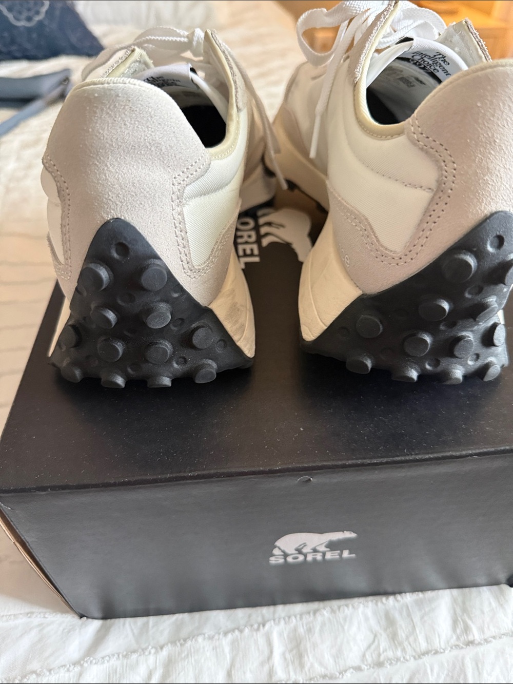 New Balance Women’s Cream, White & Black Retro Runner Sneakers - Picture 15 of 16